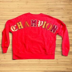 Vintage Champion Red Reverse Weave 2 Sided Sweater Large